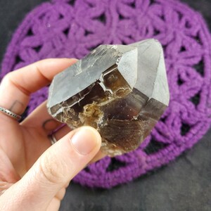 Smoky Quartz Twin Crystal Point Brazil Terminated Etched Natural Wand Untreated Unheated Smokey Etched