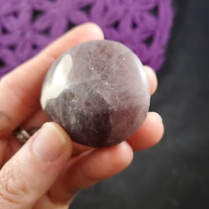 Purple Anhydrite Small Palmstone Polished Crystal Stone Unique Natural Shimmer Crown chakra gallet