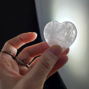 Rose Quartz Heart Shaped Worry Stone Polished Palm Stone Small Pink Crystals Magick Stones Moonchild Starseed pocket stone image 6