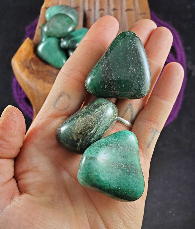 Dark Green Aventurine Tumbled Stone Polished Crystal Stones | Etsy