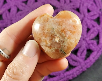 Sunstone Heart Crystal  Stones Carved Crystals Polished Sparkly Orange carving heart shaped rocks