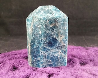 Blue Apatite Tower Polished Crystal Point Stones Crystals Self Standing Oblisk Unique Natural gemmy throat chakra freeform display