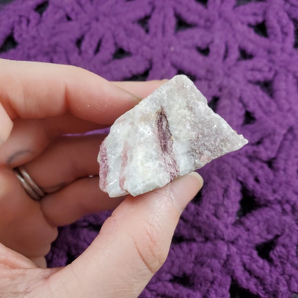 Pink Tourmaline in Albite Quartz Lepidolite Raw Crystal Rough Stones Small Brazil Purple Mica Lithium Quartz Blue Albite