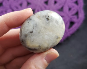 Crazy Lace Agate Pocket Stone Palmstone Palm gallet Crystal Stones Crystals Polished happiness joy Fiesta mexico yellow gray grey
