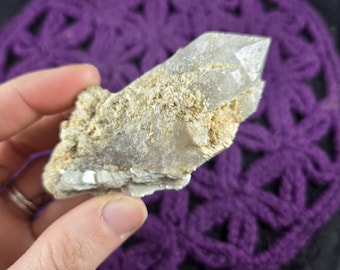 Quartz Crystal Point Mica Muscovite Inclusions Natural Rare Unique Brazil etched