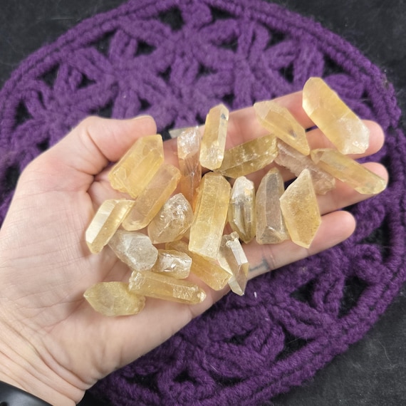 100g Tangerine Quartz Crystal Point Small Crystals Gemstones