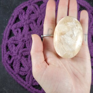 Stilbite Palmstone Crystal Polished Palm Stones Gallet Crystals Natural peach Unique India Zeolite image 9