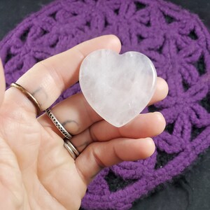 Rose Quartz Heart Shaped Worry Stone Polished Palm Stone Small Pink Crystals Magick Stones Moonchild Starseed pocket stone image 3