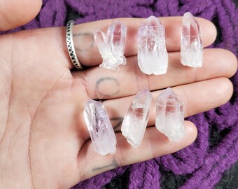 6 Vera Cruz Amethyst Points Terminated Rare Altar Rocks Crystals Pale Light Purple Gridding Set of six bulk lot parcel