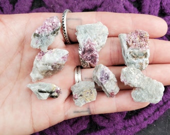 Lepidolite with Blue Albite Pink Tourmaline Raw Crystals Small Rough Stones Brazil Lot of 8 pieces gridding parcel