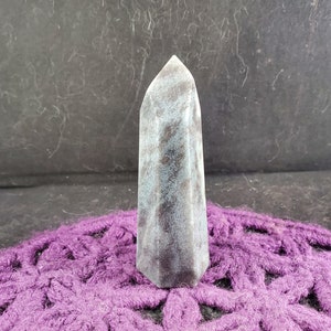 Blue Grey Trolleite Tower Point Carving Polished Crystals Magick Stones Starseed polished Obelisk brazil quartz lazulite scorzalite