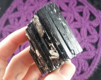 Black Tourmaline Crystal Stones Natural Crystals chunk Rough Protection Schorl raw grounding haystack