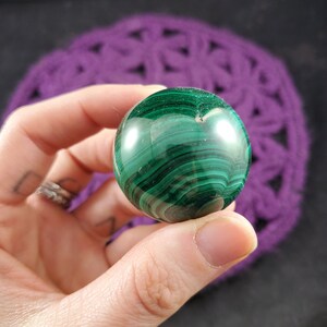 Malachite Sphere Crystal Ball 37mm Stones Carved Polished Striped green Congo Africa carving with wood stand included