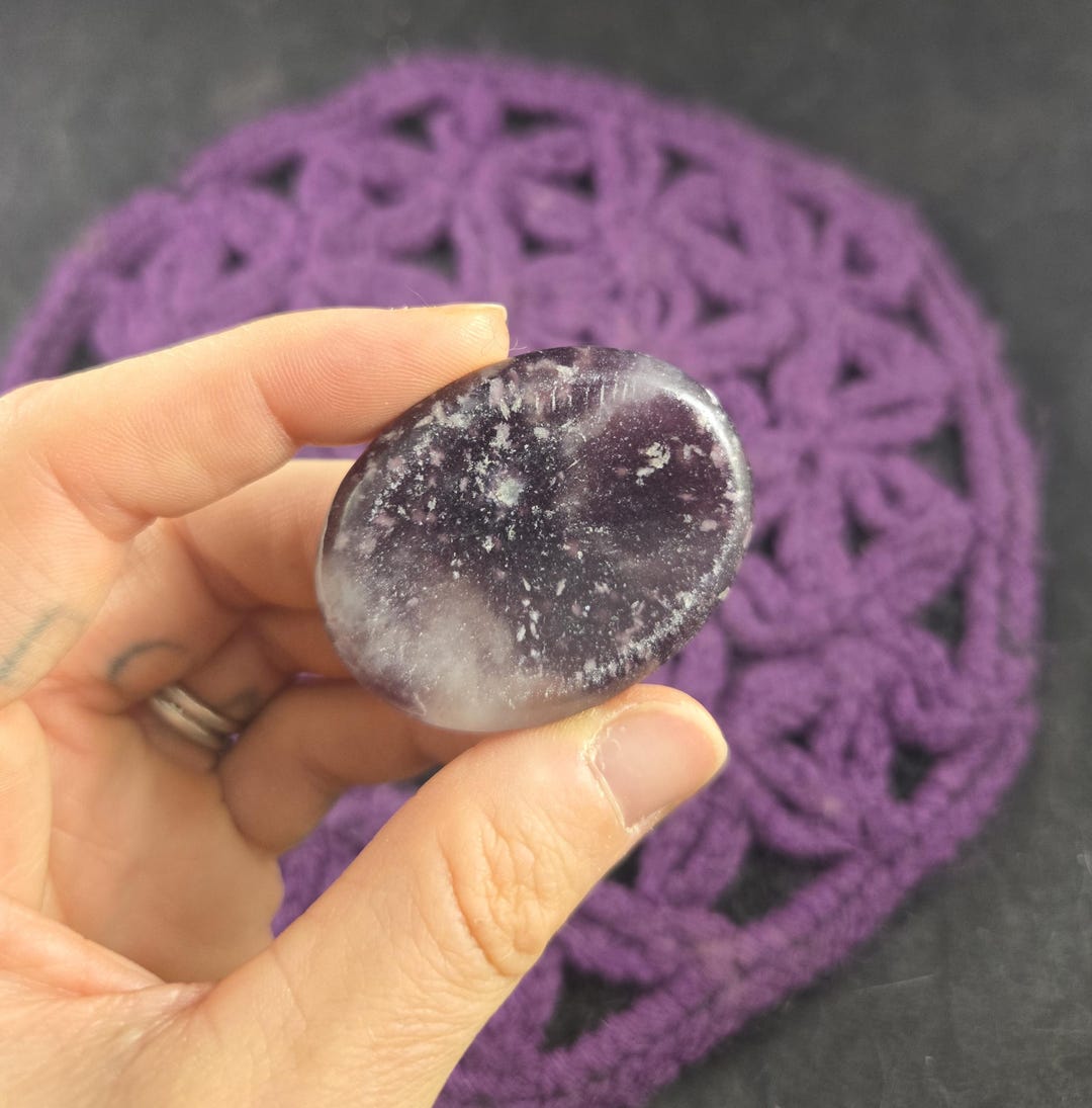 Lepidolite Worry Stone Polished Purple Crystals Magick Stones Moonchild ...