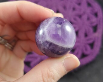 Chevron Amethyst Sphere 30mm Crystal Ball Stone Polished Marble Dream Natural High Quality Banded Purple White