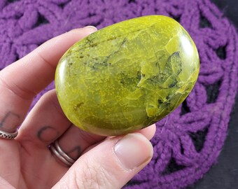 Green Opal Palmstone Gallet Crystal Stones Crystals Palm Stone heart chakra polished magick Madagascar