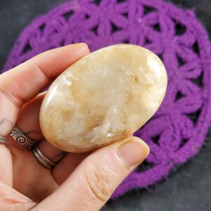 Stilbite Palmstone Crystal Polished Palm Stones Gallet Crystals Natural peach Unique India Zeolite image 6