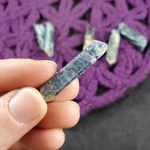 6 Blue Kyanite Blades with Fuchsite Natural Raw Crystal Stones Rough Blue Green Gridding Set cleansing third eye chakra Zimbabwe Africa image 5