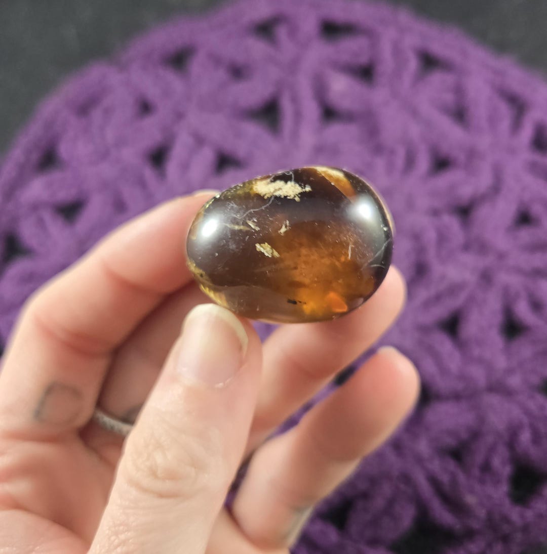 Amber Tumbled Stone Crystal UV Blue Amber Stones Small Fossilized Tree ...