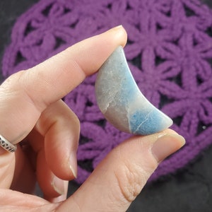 Trolleite Crescent Moon Carving Crystals Magick Stones Starseed polished carved moonchild brazil quartz lazulite scorzalite