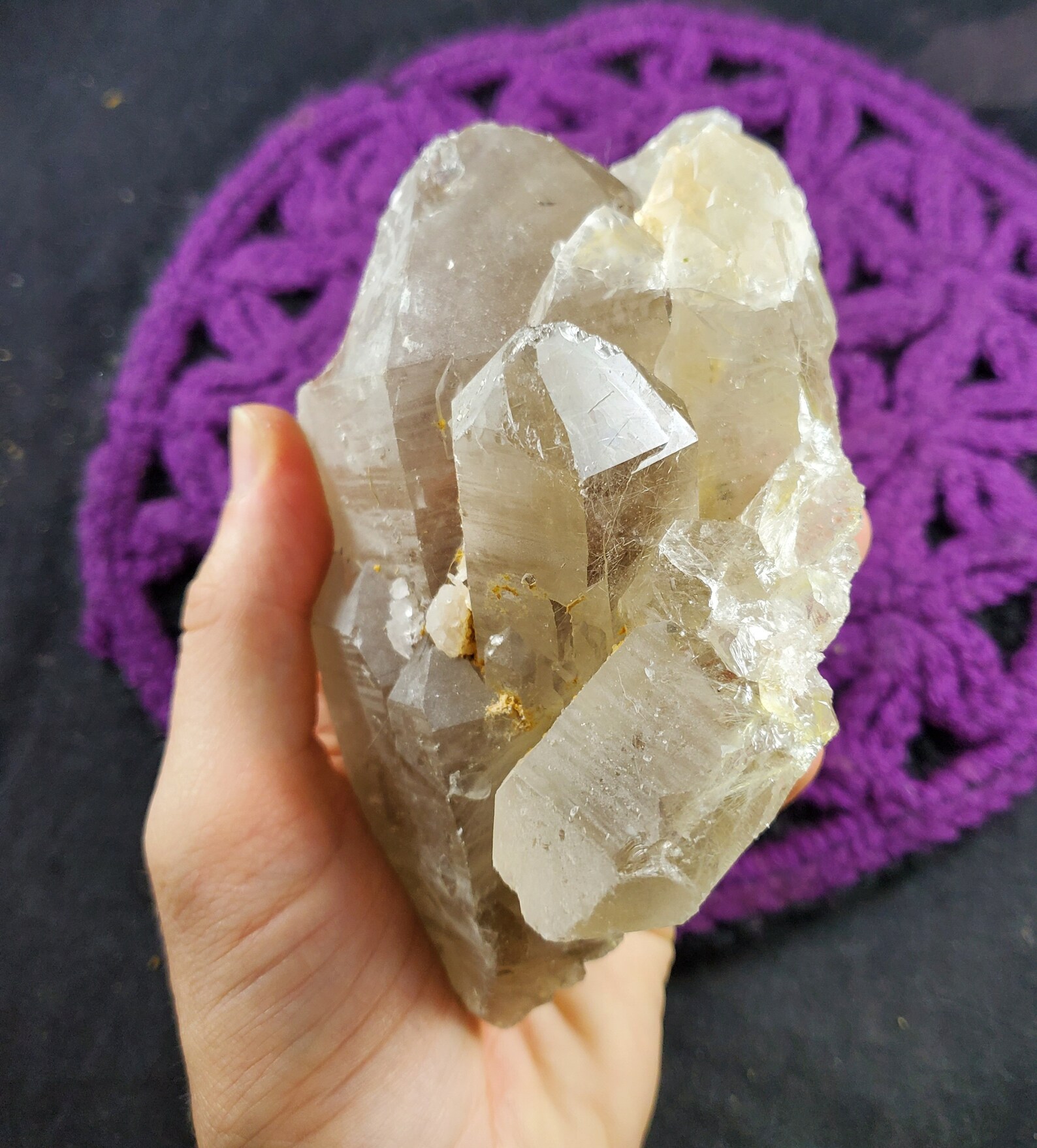 Large Rutilated Quartz Crystal Cluster Natural Terminated Rare Etsy