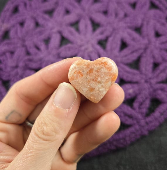Sunstone Heart Small Crystal Stones Carved Crystals Polished