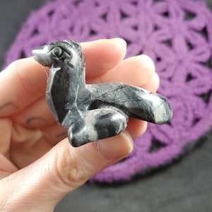 Picasso Jasper Snake Carved Crystal Stones Serpent Cobra Black Gray carving animal totem