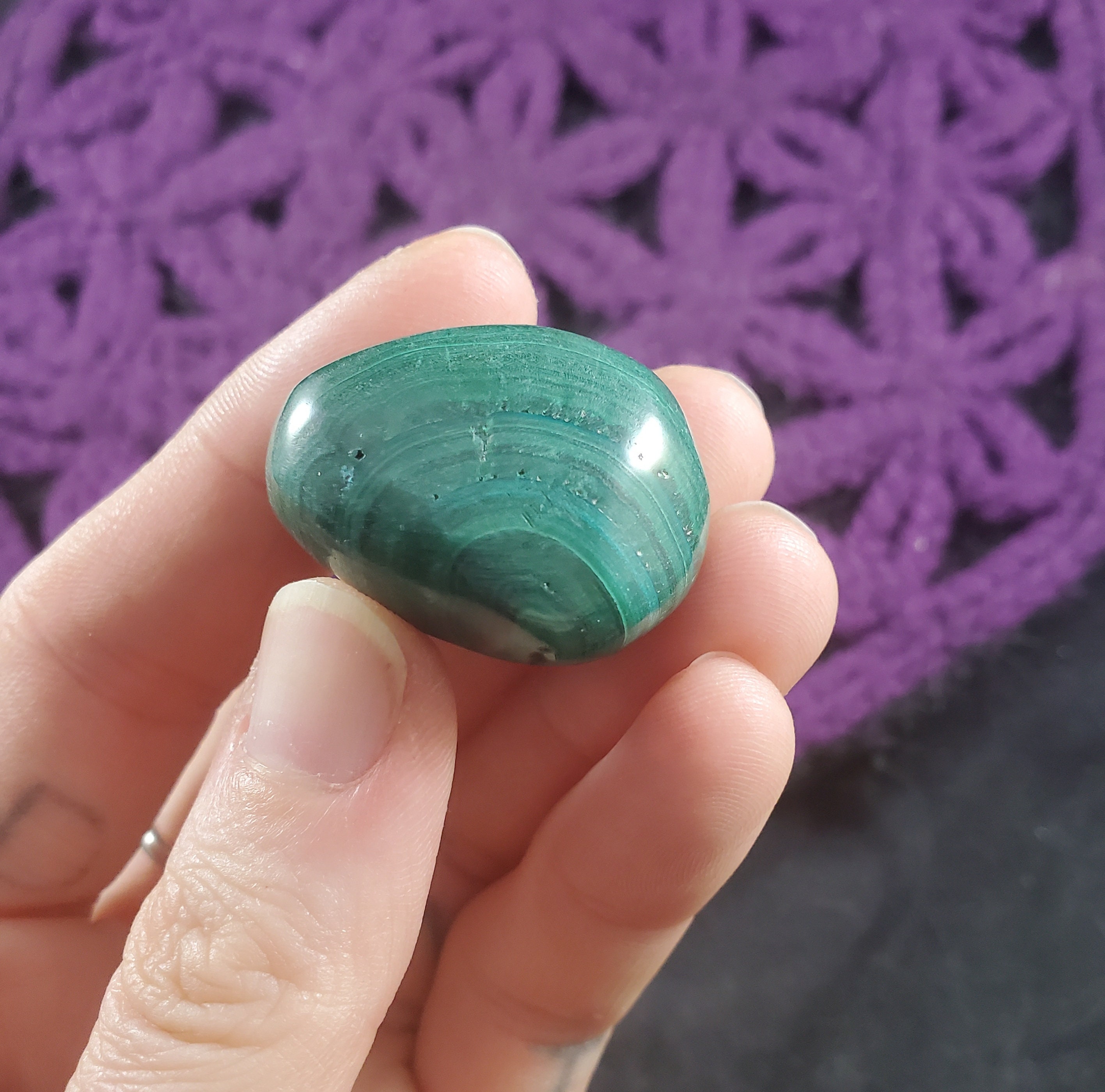 Malachite Polished Tumbled Crystal Stones Dark Green Banded Crystals