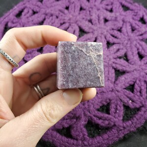 Lepidolite Polished Cube Crystal Stones Crystals Purple White Sacred Geometry Shapes