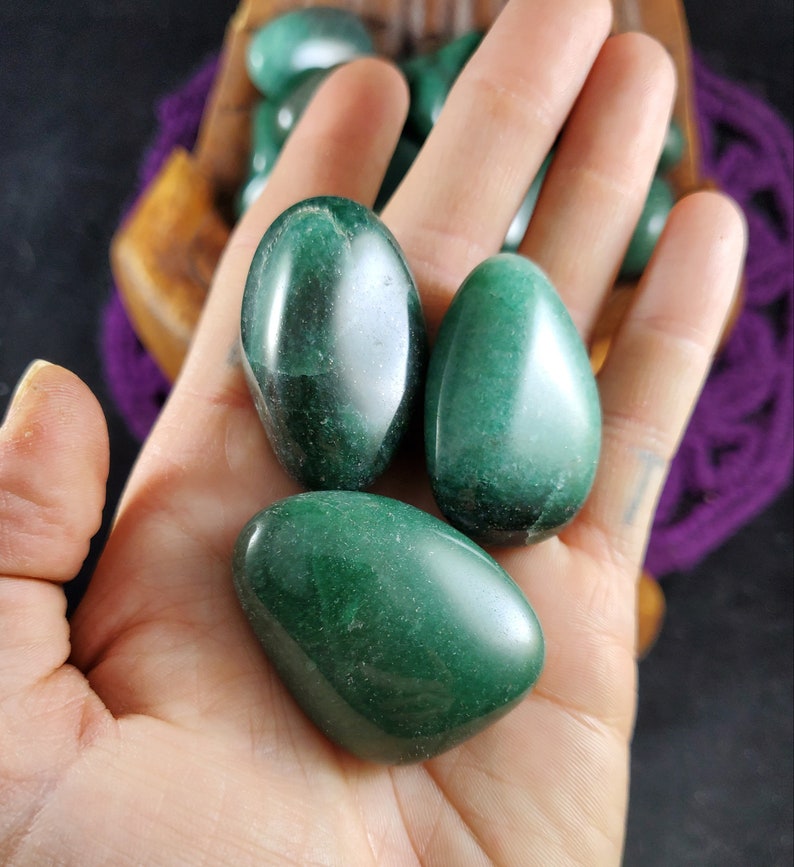 Dark Green Aventurine Tumbled Stone Polished Crystal Stones | Etsy