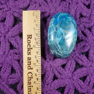 Blue Apatite Palmstone Gallet Crystal Stones Crystals Palm stone Natural shimmer gemmy blue throat chakra image 9