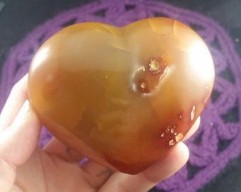 Large Carnelian Heart Crystal Red Orange Agate Stones Crystals Shaped Rock carved