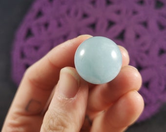 Aquamarine Sphere 20mm Crystal Ball Stone Polished Marble Blue Aqua Natural High Quality with wood stand included