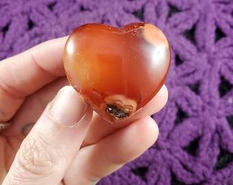 Carnelian Heart Crystal Orange Red Agate Stones Crystals Shaped pocket Rock carved