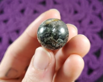 Lodolite Quartz Mini Sphere Crystal Ball Stone Polished Marble Chlorite Inclusion Natural Green Ghost Phantom