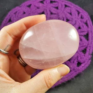 Large Rose Quartz Palmstone Gallet Polished Crystal Palm Stones Crystals Love heart Chakra Pink Madagascar shimmer