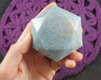 Trolleite Polished Faceted Star Dodecahedron Crystals Magick Stones brazil quartz lazulite scorzalite blue white grey