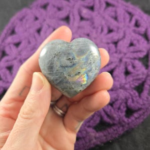 Labradorite Pocket Heart Crystal Stones Crystals Blue Purple Rainbow Flash Flashy small carving carved shape rock