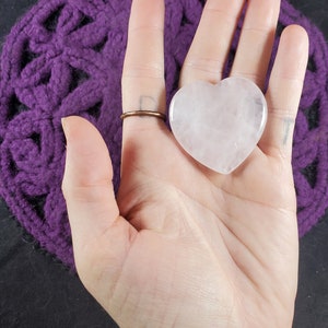 Rose Quartz Heart Shaped Worry Stone Polished Palm Stone Small Pink Crystals Magick Stones Moonchild Starseed pocket stone image 7