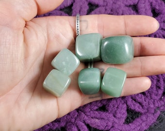 6 Green Aventurine Tumbled Stone Cubes Polished Crystal Stones Crystals Unique tumbles bulk set of 6