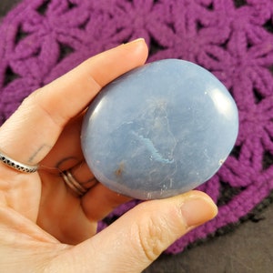 Angelite Palmstone Gallet Crystal Palm Stones Crystals Natural Blue Anhydrite Unique Peru