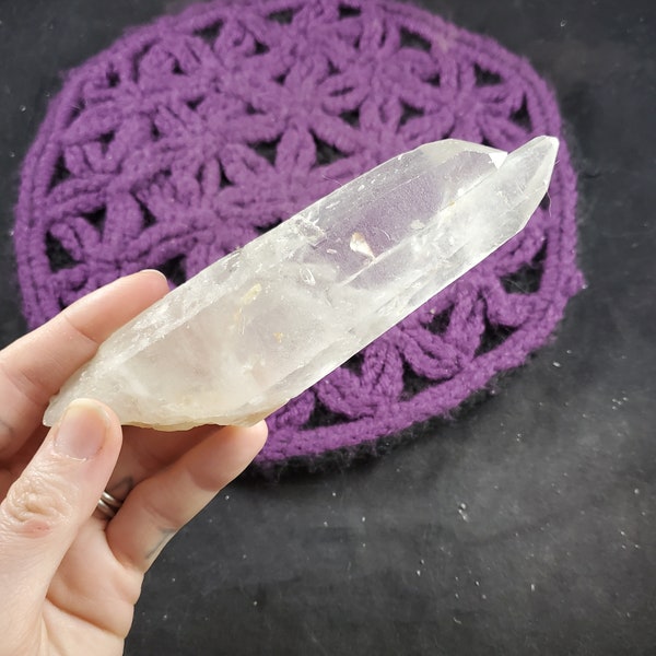 Clear Quartz Crystal Twin Point Wand Etched Crystals Terminated Stones Brazil empathic warrior