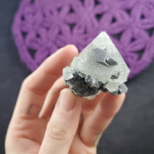 Fluorite Octahedron with Calcite New Find Green Crystal Stone Xianghualing Hunan Prov China raw rough natural sacred geometry