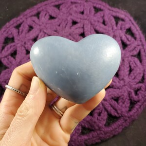 Large Angelite Heart Crystal Polished Stones Crystals Natural Blue Anhydrite Unique Peru carving carved shaped