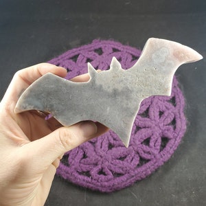 Pink Amethyst Polished Bat Large Stones Carved Light Pink Druzy Crystal Carving Nocturnal Pollinators Brazil