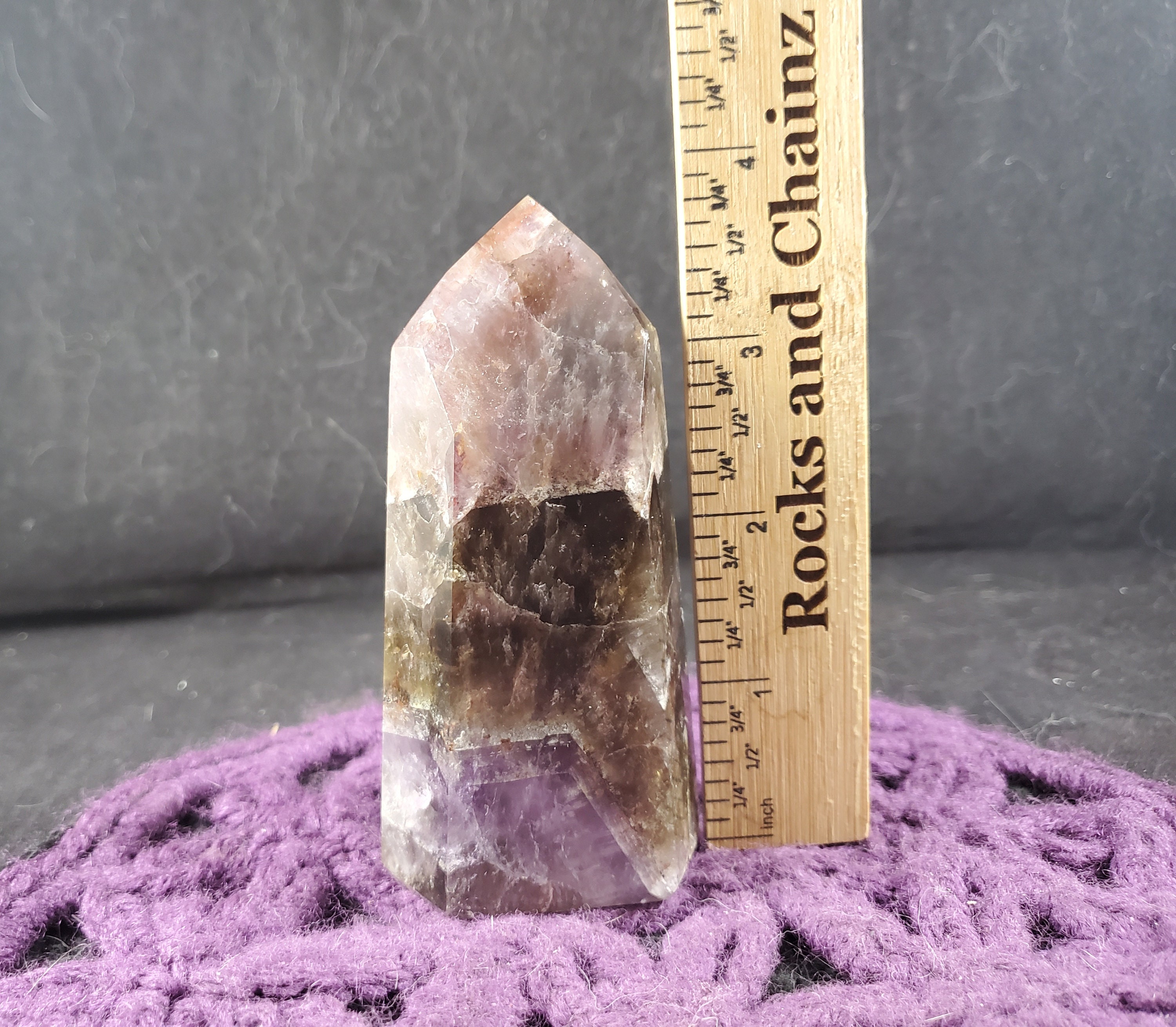Super 7 Amethyst Cacoxenite Polished Tower Large Point Sacred