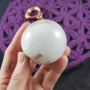 Scolecite Sphere Stones Crystal 50mm Ball Polished Rare India Zeolite Choose Your stand