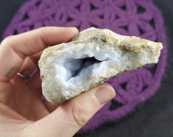 Blue Lace Agate Geode Raw Natural Crystal matrix light druzy Malawi Africa rough stone
