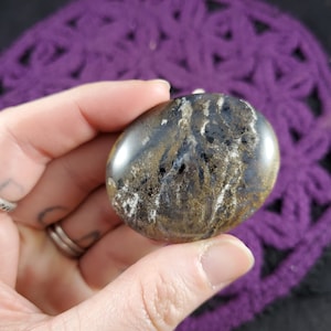 Small Dendritic Agate Gallet Palmstone Dark Crystal Polished Stones Palm stone Crystals Natural Indonesia dendrite