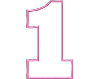 Number 1 Birthday Numbers BLOCK Applique Machine Embroidery Font one INSTANT DOWNLOAD